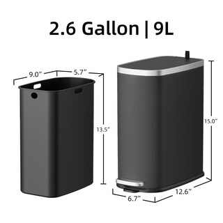 Foto 6 | Foto 6 | Cubo De Basura Kuk Slim De Acero Inoxidable De 10 Litros Con Tapa De Cierre Suave Color Negro - Venta Internacional.