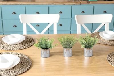 Foto 3 | Foto 3 | Plantas Artificiales Mkono Mini En Macetas De Metal Galvanizado Paquete De 3 - Venta Internacional.