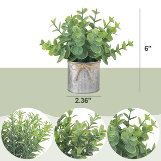 Foto 5 | Foto 5 | Plantas Artificiales Mkono Mini En Macetas De Metal Galvanizado Paquete De 3 - Venta Internacional.