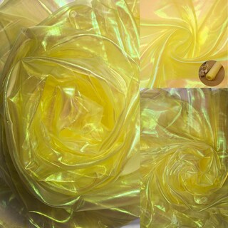 Foto 7 | Foto 7 | Tela De Organza Amarilla Iridiscente De 10 M Para Bodas Y Halloween - Venta Internacional.