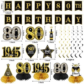 Foto 2 | Foto 2 | Decoraciones De Cumpleaños Zirtorei 80th Vintage 1945 21 Piezas - Venta Internacional.
