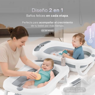 Foto 2 | Foto 2 | Bañera Para Bebé Con Termómetro Esquimal Plegable Con Asiento Antideslizante - Gris