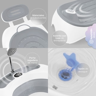 Foto 5 | Foto 5 | Bañera Para Bebé Con Termómetro Esquimal Plegable Con Asiento Antideslizante - Gris