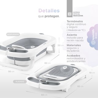 Foto 6 | Foto 6 | Bañera Para Bebé Con Termómetro Esquimal Plegable Con Asiento Antideslizante - Gris