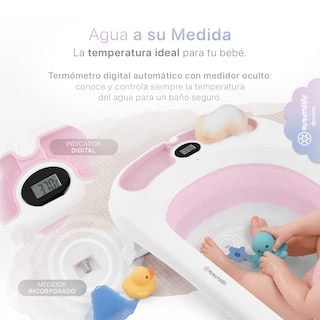 Foto 3 | Foto 3 | Bañera Para Bebé Con Termómetro Esquimal Plegable Con Asiento Antideslizante - Rosa