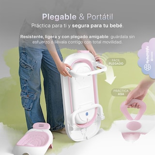 Foto 4 | Foto 4 | Bañera Para Bebé Con Termómetro Esquimal Plegable Con Asiento Antideslizante - Rosa