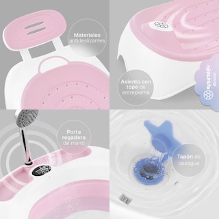 Foto 5 | Foto 5 | Bañera Para Bebé Con Termómetro Esquimal Plegable Con Asiento Antideslizante - Rosa