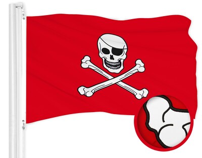 Foto 1 | Foto 1 | Bandera G128 Pirate Jolly Roger Bones Roja De Poliéster 30 X 45 Cm - Venta Internacional.