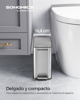 Foto 2 | Foto 2 | Cubo De Baño Pequeño 5 L Con Tapa Pedal Acero Cierre Suave Diseño Delgado