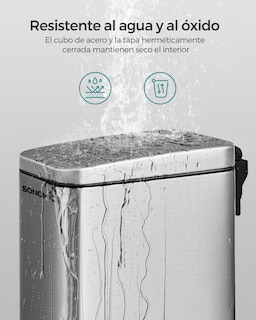 Foto 4 | Foto 4 | Cubo De Baño Pequeño 5 L Con Tapa Pedal Acero Cierre Suave Diseño Delgado