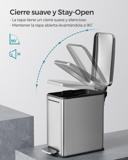 Foto 5 | Foto 5 | Cubo De Baño Pequeño 5 L Con Tapa Pedal Acero Cierre Suave Diseño Delgado