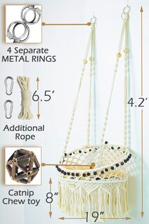 Foto 5 | Foto 5 | Hamaca De Macramé Karceey Para Gatos Más Grandes Con Hierba Gatera - Venta Internacional.