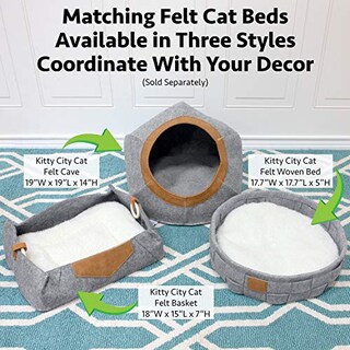 Foto 6 | Foto 6 | Cama Redonda De Fieltro Para Gatos Kitty City Cálida Y Acogedora Gris - Venta Internacional.