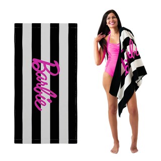 Foto 1 | Foto 1 | Toalla Franco Barbie Barbiecore A Rayas Blancas Y Negras 150x75 Cm - Venta Internacional.