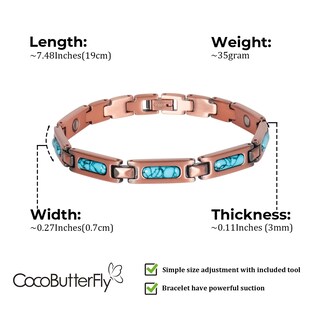 Foto 2 | Foto 2 | Pulsera Magnética De Cobre Cocobutterfly 3000 Gauss Turquesa - Venta Internacional.
