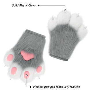 Foto 4 | Foto 4 | Guantes De Piel Sintética De Felpa Con Forma De Uña De Gato Hbbhml Talla Única - Venta Internacional.