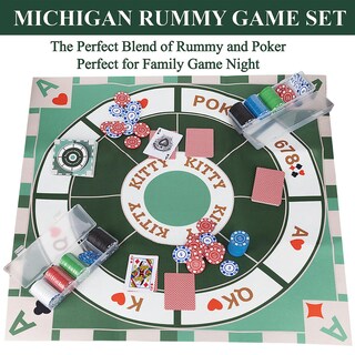 Foto 2 | Foto 2 | Juego De Mesa Michigan Rummy Deluxe Con Tapete De Fieltro Fichas Y Póker - Venta Internacional.