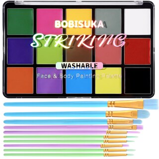Foto 1 | Foto 1 | Paleta De Pintura Facial Y Corporal Con 10 Pinceles Bobisuka 15 Colores - Venta Internacional.