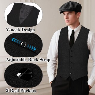 Foto 4 | Foto 4 | Disfraz De La Década De 1920 Para Hombre Con Chaleco Gafas Gorra Y Más - Venta Internacional.