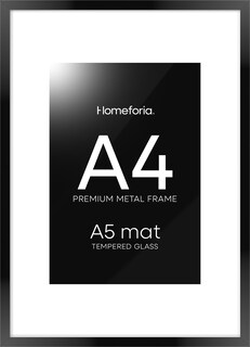 Foto 1 | Foto 1 | Marco De Fotos Homeforia A4 De Metal Negro Con Cristal Y Alfombrilla - Venta Internacional.