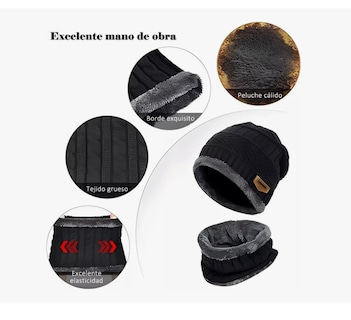 Foto 2 | Foto 2 | 3 En 1 Gorro Bufanda Guantes Cuello Unisex Invierno Frío