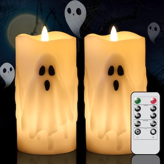 Foto 1 | Foto 1 | Velas Tipo Pilar Sin Llama Lasumora Halloween Ghost 3 X 6.5 Pulgadas - Venta Internacional.
