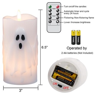 Foto 2 | Foto 2 | Velas Tipo Pilar Sin Llama Lasumora Halloween Ghost 3 X 6.5 Pulgadas - Venta Internacional.