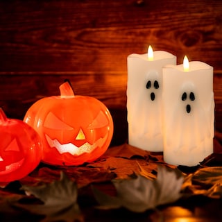 Foto 6 | Foto 6 | Velas Tipo Pilar Sin Llama Lasumora Halloween Ghost 3 X 6.5 Pulgadas - Venta Internacional.