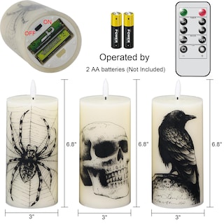 Foto 2 | Foto 2 | Velas Parpadeantes Sin Llama Eldnacele Para Halloween Juego De 3 - Venta Internacional.