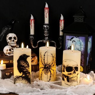 Foto 3 | Foto 3 | Velas Parpadeantes Sin Llama Eldnacele Para Halloween Juego De 3 - Venta Internacional.