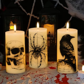 Foto 6 | Foto 6 | Velas Parpadeantes Sin Llama Eldnacele Para Halloween Juego De 3 - Venta Internacional.