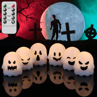 Foto 1 | Foto 1 | Velas Sin Llama Genswin Con Forma De Fantasma Para Halloween Paquete De 6 - Venta Internacional.