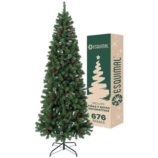 Foto 1 | Foto 1 | Árbol De Navidad Esquimal Pino Tipo Lápiz 1.80m Verde Con Piñas Y Bayas