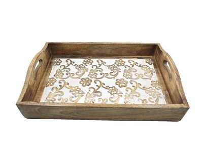 Foto 2 | Foto 2 | Bandeja De Madera Para Servir Desayuno Madera De Mango Tallada A Mano 38 X 25 Cm - Venta Internacional.