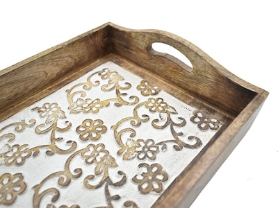 Foto 4 | Foto 4 | Bandeja De Madera Para Servir Desayuno Madera De Mango Tallada A Mano 38 X 25 Cm - Venta Internacional.