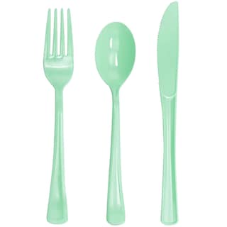 Foto 1 | Foto 1 | Juego De Cubiertos De Plástico Joy Akkess 150 Piezas Color Verde Salvia - Venta Internacional.