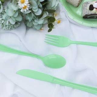 Foto 4 | Foto 4 | Juego De Cubiertos De Plástico Joy Akkess 150 Piezas Color Verde Salvia - Venta Internacional.