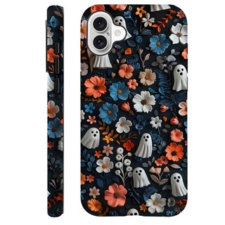 Foto 1 | Foto 1 | Funda Híbrida A Prueba De Golpes Con Diseño Floral De Fantasmas De Halloween Para Iphone 16 - Venta Internacional.