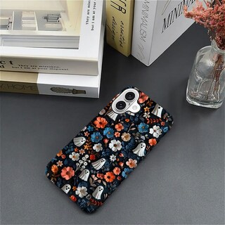 Foto 6 | Foto 6 | Funda Híbrida A Prueba De Golpes Con Diseño Floral De Fantasmas De Halloween Para Iphone 16 - Venta Internacional.