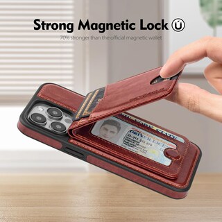 Foto 7 | Foto 7 | Funda Tipo Cartera Skyeagle Magsafe 2 En 1 Para Iphone 15 Pro Max Color Marrón - Venta Internacional.