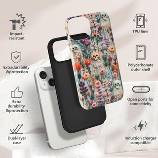 Foto 6 | Foto 6 | Funda Mainrenka Para Iphone 15 Diseño De Esqueleto Kawaii Diseño Floral A Prueba De Golpes - Venta Internacional.