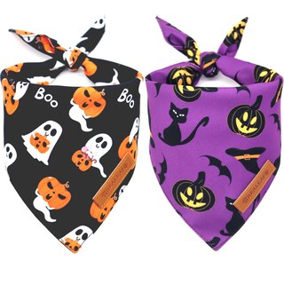 Foto 1 | Foto 1 | Pañuelos Para Perros Realeaf Halloween Paquete De 2 Pañuelos Con Forma De Calabaza Naranja - Venta Internacional.