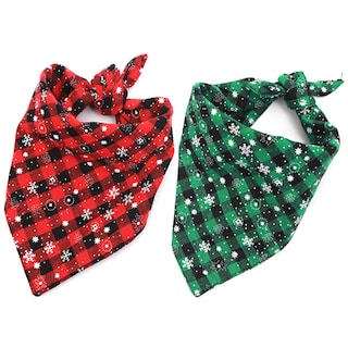 Foto 1 | Foto 1 | Bandana Malier Christmas Classic A Cuadros Con Forma De Copo De Nieve Para Perro Paquete De 2 - Venta Internacional.