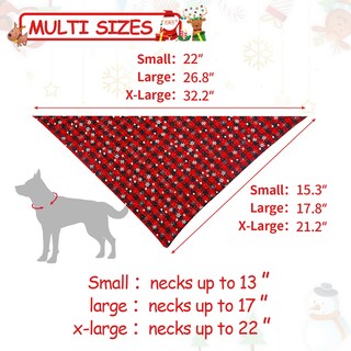 Foto 3 | Foto 3 | Bandana Malier Christmas Classic A Cuadros Con Forma De Copo De Nieve Para Perro Paquete De 2 - Venta Internacional.