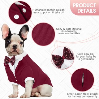 Foto 3 | Foto 3 | Disfraz De Perro Tuxedo Kuoser Con Pajarita Roja Para Fiesta Talla S - Venta Internacional.
