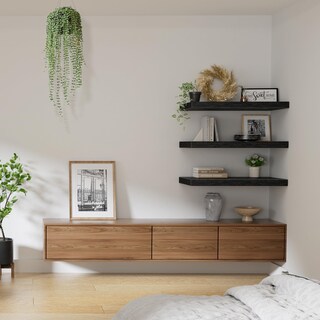 Foto 5 | Foto 5 | Estantes Flotantes Qeeig 10 De Profundidad Para Pared 10 X 24 Cm Juego De 3 Unidades Color Negro - Venta Internacional.
