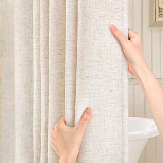 Foto 1 | Foto 1 | Cortina De Ducha Awellife Estilo Lino Y Lino Color Beige 90 X 180 Cm Con Ganchos - Venta Internacional.