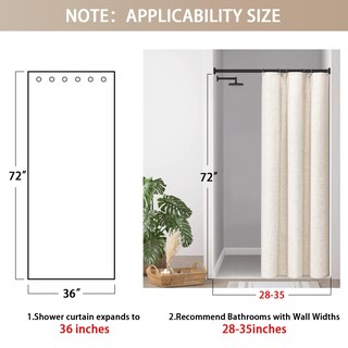 Foto 3 | Foto 3 | Cortina De Ducha Awellife Estilo Lino Y Lino Color Beige 90 X 180 Cm Con Ganchos - Venta Internacional.