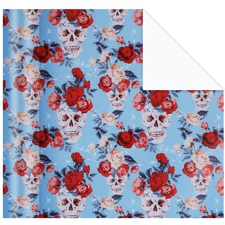 Foto 2 | Foto 2 | Rollo De Papel De Regalo Aimyoo Blue Skull Floral 43 Cm X 18 M - Venta Internacional.