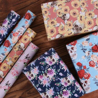 Foto 4 | Foto 4 | Rollo De Papel De Regalo Aimyoo Blue Skull Floral 43 Cm X 18 M - Venta Internacional.